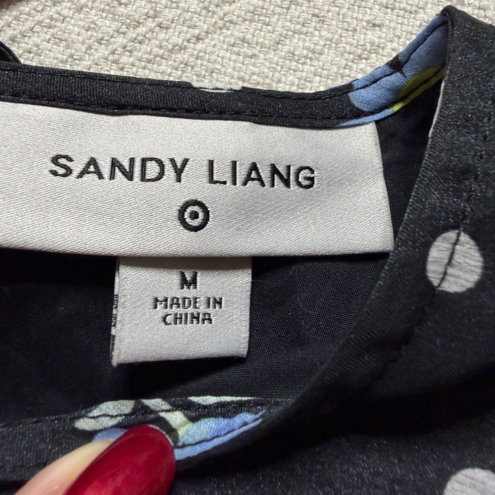 Sandy Liang x Target Black Polka Dot Dark Floral Chiffon Tiered Mini Dress M - Picture 6 of 8